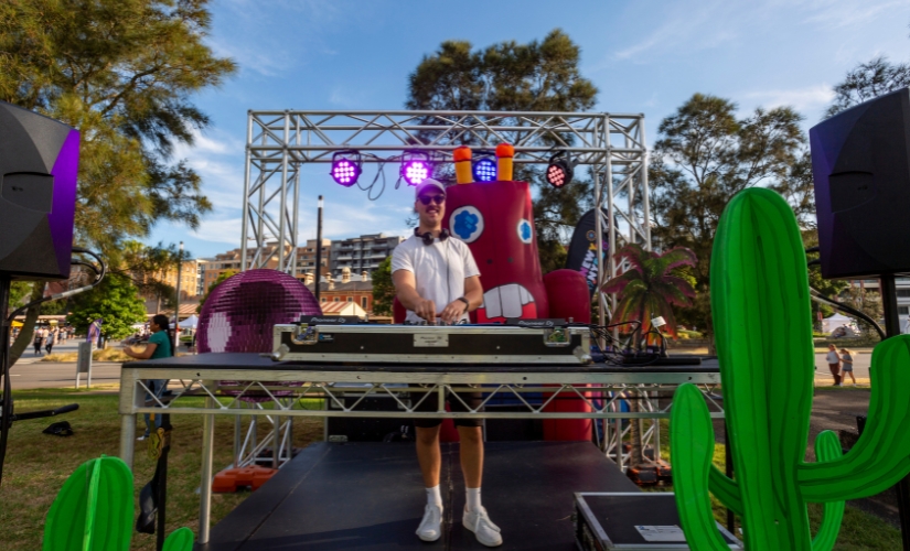 DJ on stage for New Year celebrations