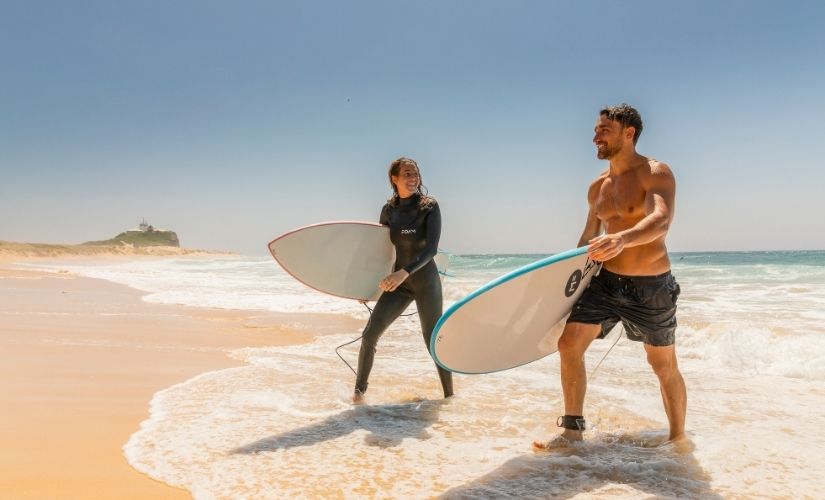 Surfing with Phillipa Anderson at Nobbys Beach © TimeOut