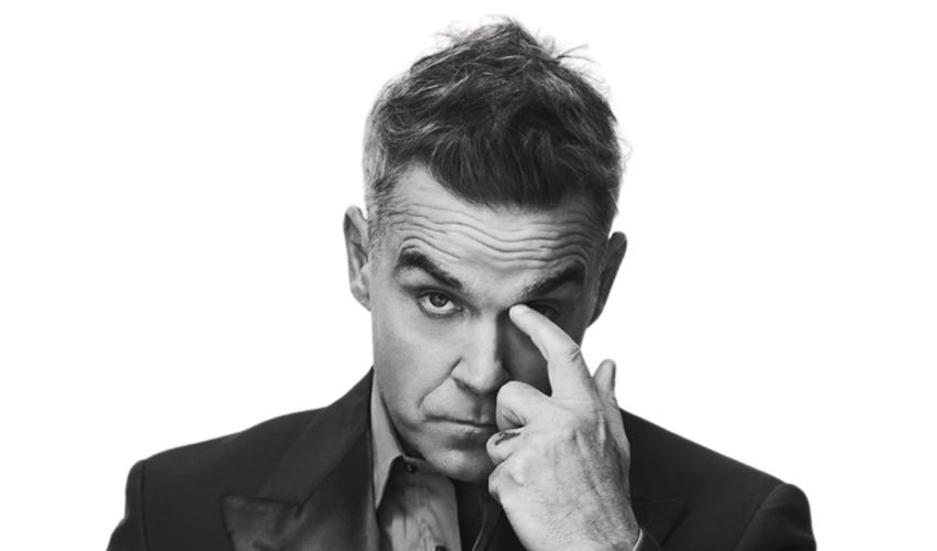 Promotional photo of Robbie Williams.