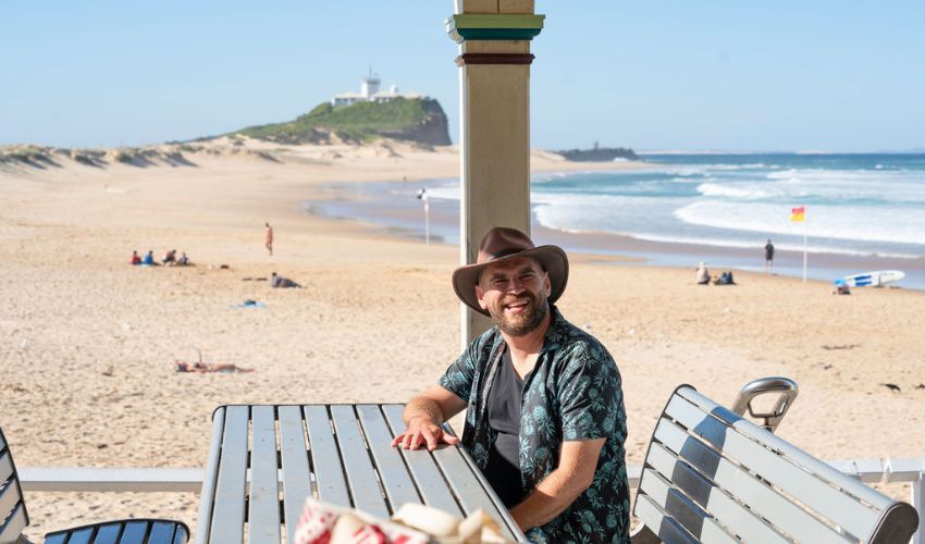 Stop at Swell Kiosk and enjoy the views as you head from Nobbys Beach towards Newcastle Ocean Baths