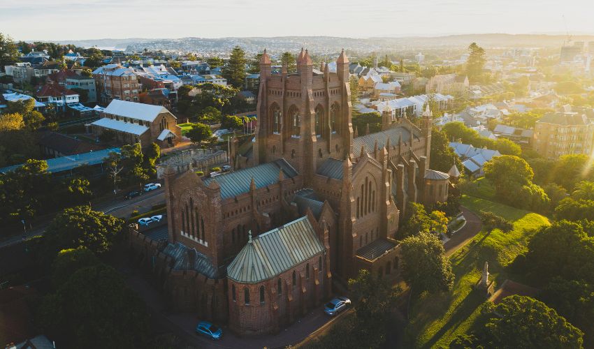 The sun sets over Christ Church Cathedral