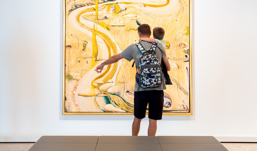 Brett Whitely, Summer at Carcoar, 1977 Installation view of Iconic Loved Unexpected, Newcastle Art Gallery Collection, 2026. Photo by Jedd Cranfield. Courtesy of Newcastle Art Gallery and the artist